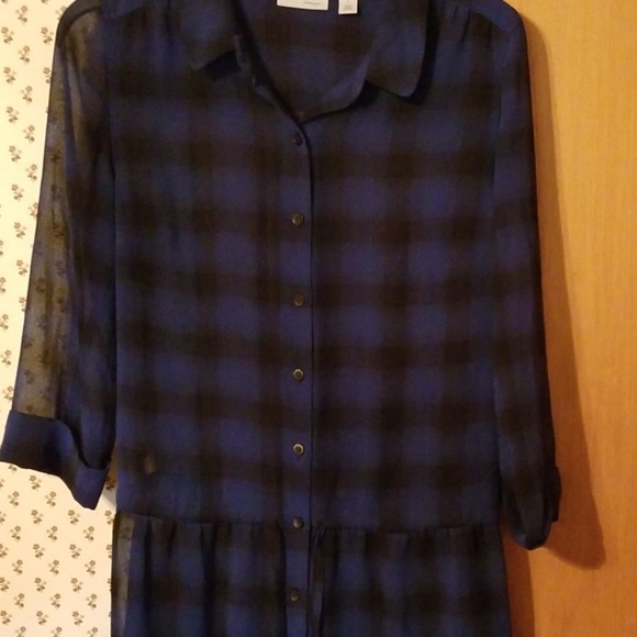 Halogen Sheer Plaid Dress - Picture 2 of 4
